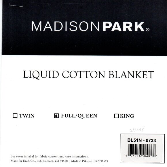 Madison Park Liquid Cotton Ivory Queen Blanket (BL51N-0733) - Picture 6 of 7